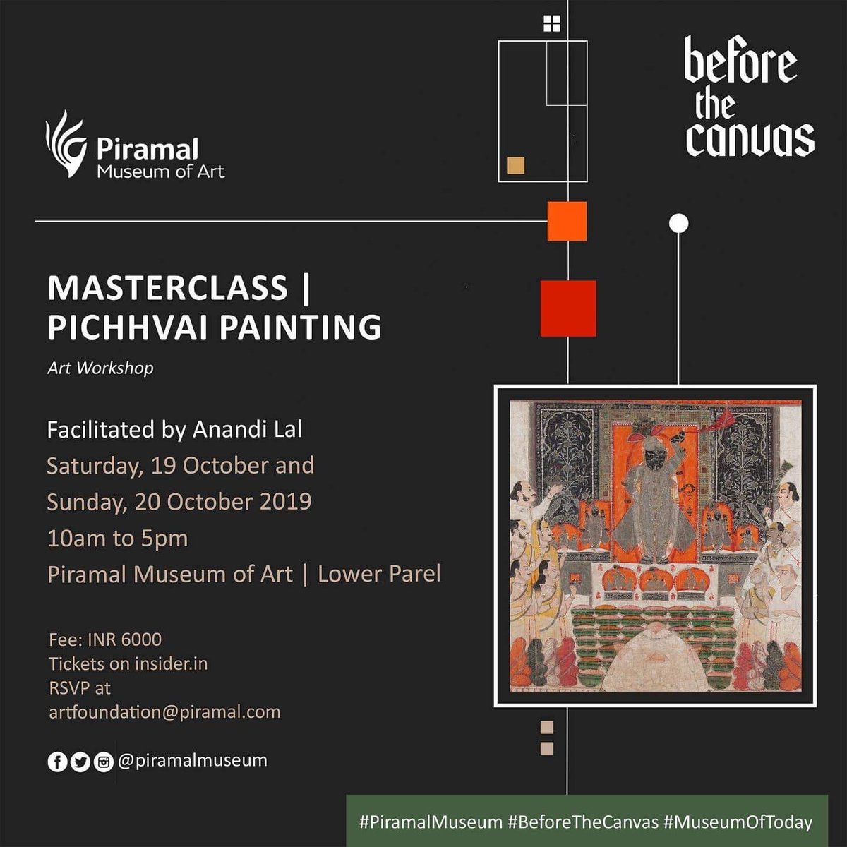 CultureGrind's tweet photo. Pichvai masterclass in #mumbai coming weekend! https://t.co/vkYg6hobQ7 #art #india #workshop #MasterClass https://t.co/LrJREDlFzY
