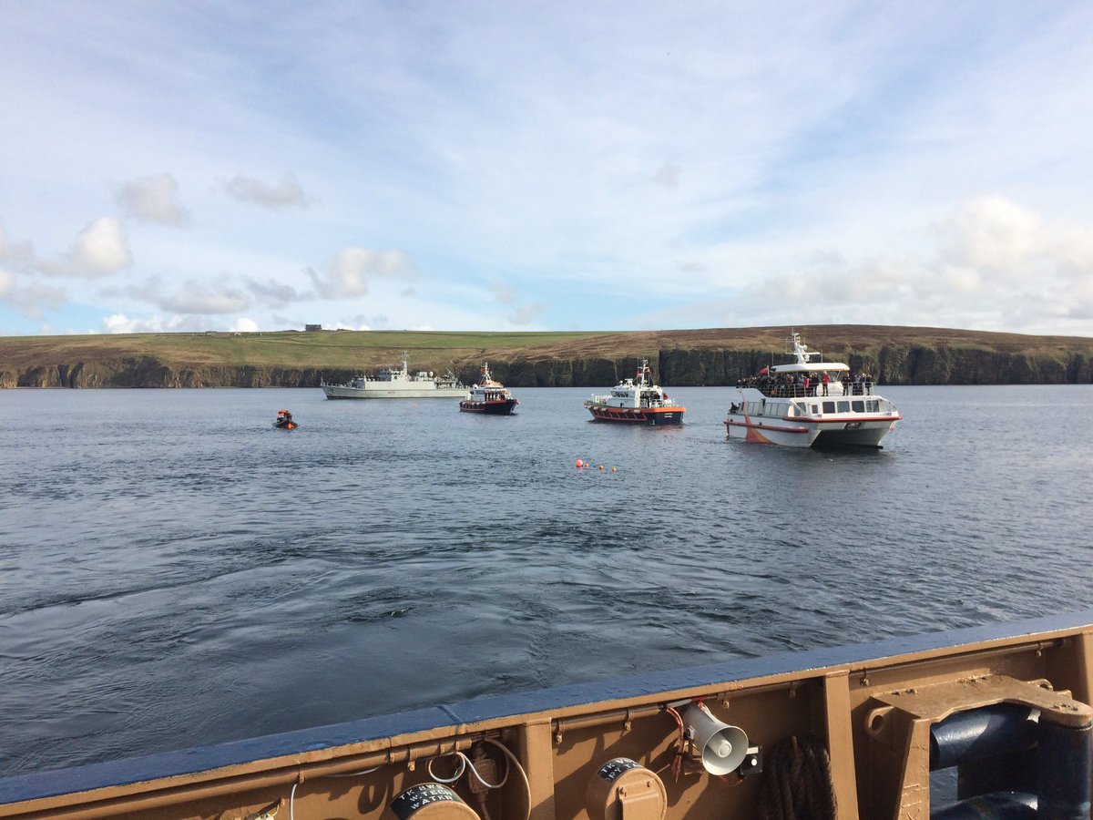 Commemorating the loss of HMS ROYAL OAK 80 years ago today. 
Wreaths and carnations for the 835 lost when the ship was sunk by U-boat U-47.
This view from NLB PHAROS.