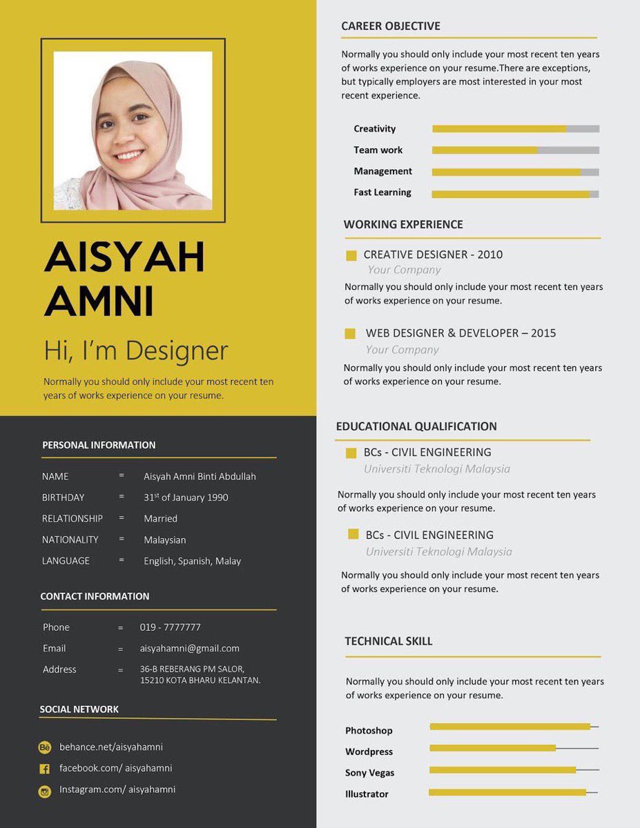 Edit Resume Bahasa Melayu Contoh resume simple bahasa melayu
