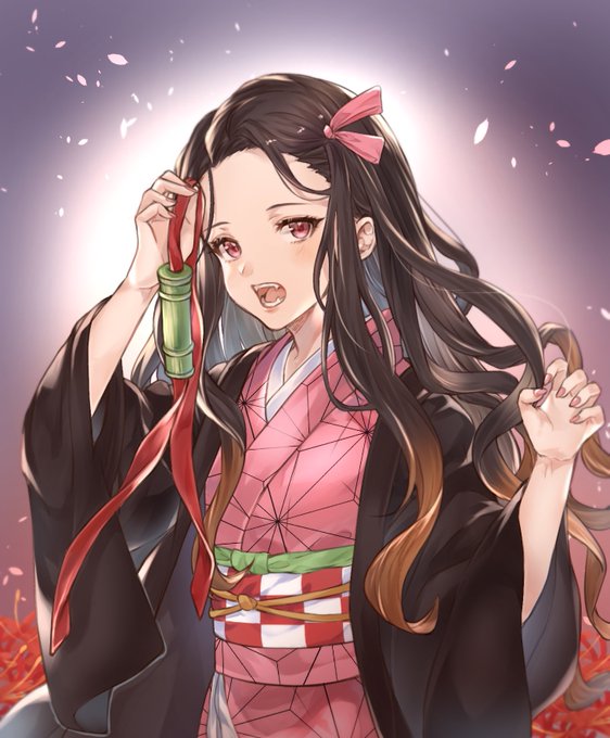 まとりさんがTwitterに投稿した竈門禰豆子(鬼滅の刃)のイラスト。