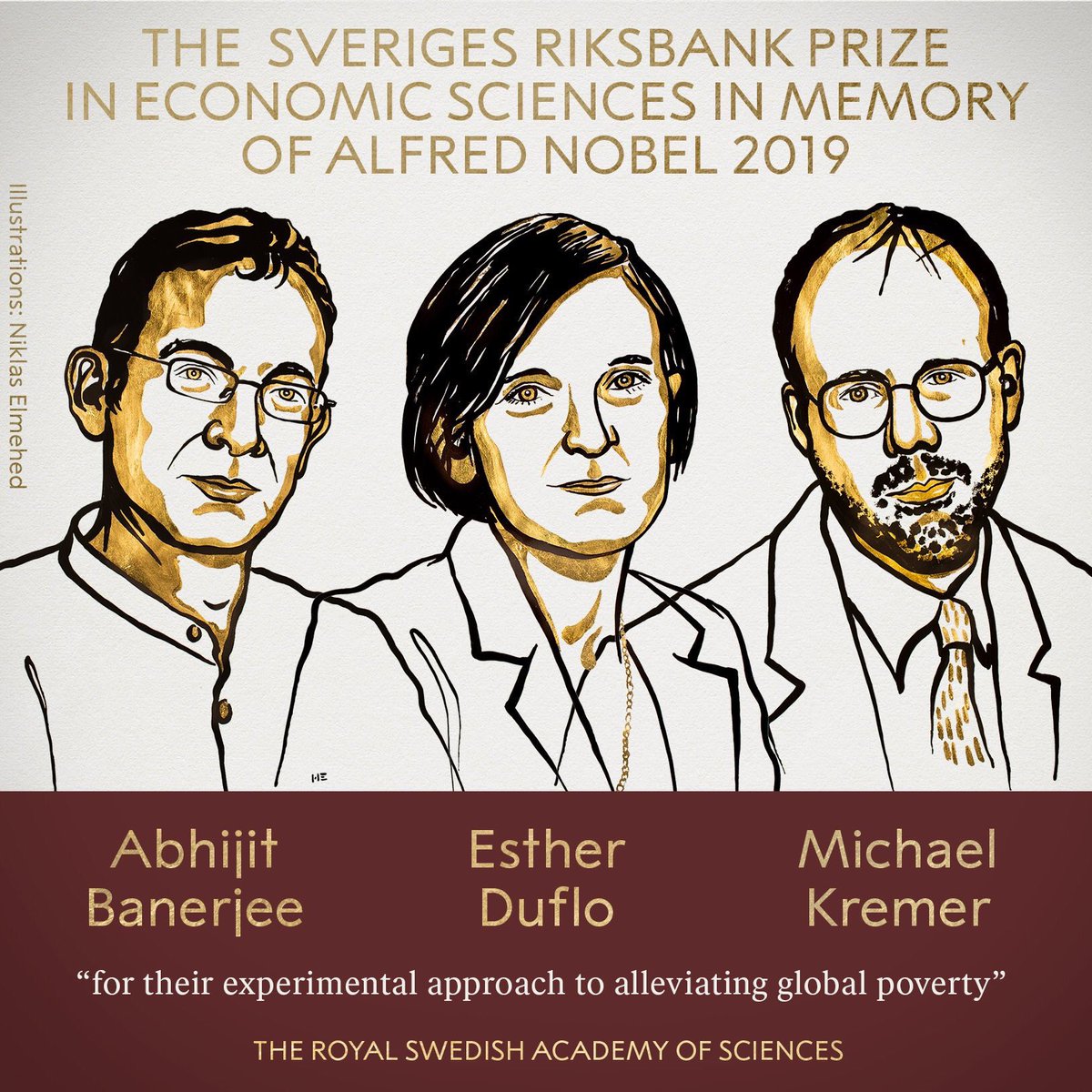 Quand des économistes étudient la réduction de la #pauvreté dans le monde, ils décrochent un #PrixNobel. 
Bravo à Esther Duflo, Abhijit Banerjee et Michael Kremer.