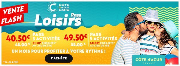 VisitCotedazur's tweet photo. 📌 [#BonPlan] #VenteFlash pass #CotedAzurCard #loisirs du 09 au 16 octobre ! 
Profitez des #vacances de la #Toussaint pour visiter la #CotedAzurFrance et acheter votre pass Loisirs à -10 % !
69 activités à découvrir et achat du pass en ligne 👉https://t.co/gtEr8zdawg https://t.co/LB3OdQfcfT