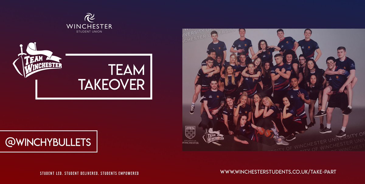 Following on from lasts week SOCIETY IN THE SPOTLIGHT... this week we have our first TEAM TAKEOVER!🥳Huge shout out to <a href="/WinchyBullets/">Winchester Dodgeball</a> for being the first🤾🏽‍♂️🤾🏼‍♀️Keep an eye out on my Twitter, Facebook, and <a href="/winchestersu/">Winchester SU</a>’s Instagram story to find out more!!🌟