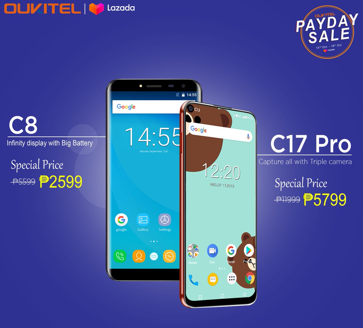 oukitelmobile's tweet photo. #OUKITEL #PAYDAY #Sale now live on #Lazada📣
Great deals at unbelievable price on latest OUKITEL Smartphones😍

Avail great discount on #C17Pro and #C8 now
Buy Now:-
C17 Pro>>> https://t.co/MHucRVvhVz
C8 >>> https://t.co/KrGjRtTFcd
Claim  ₱100 https://t.co/lAKnOeD18D https://t.co/GR7SF2eFkn