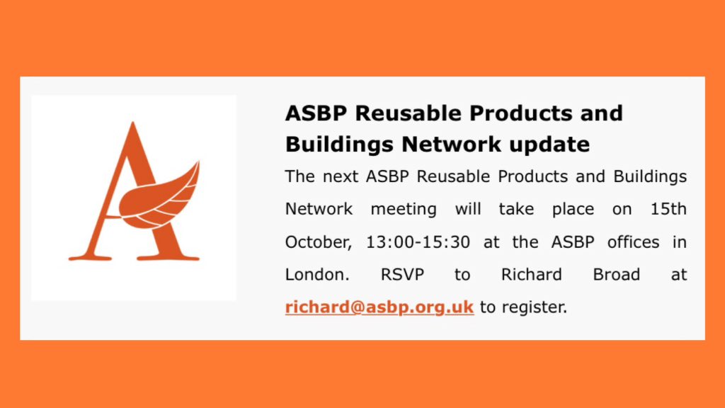 asbp_uk's tweet photo. The ASBP Reusable Products &amp; Buildings Network meet on 15 Oct to discuss how the construction industry can make a significant contribution to #CircularEconomy. What are the possibilities of #ReUsableBuildings &amp; products. #BuildCircular
More info @richbroad
https://t.co/NaLxZ9NBRe https://t.co/KDFz6SZAzv