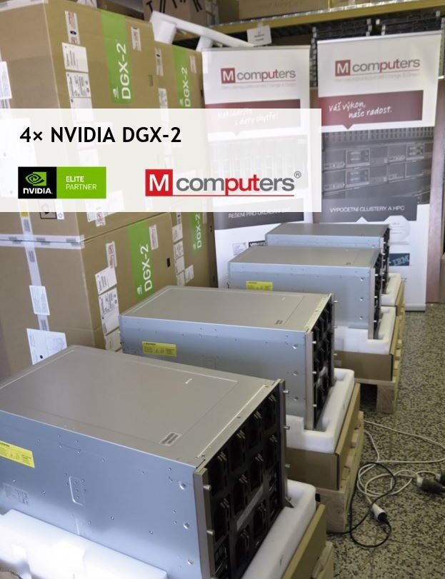 m_computers_cz's tweet photo. Four AI supercomputers #NVIDIA DGX-2 under our roof -- that's 8 PetaFLOPS of AI performance! NetAPP AFF A800 will come shortly to have complete ONTAP AI architecture.  #AI #AICHAMPIONS #DGX @NetAppEMEA https://t.co/KmTAWt45hM