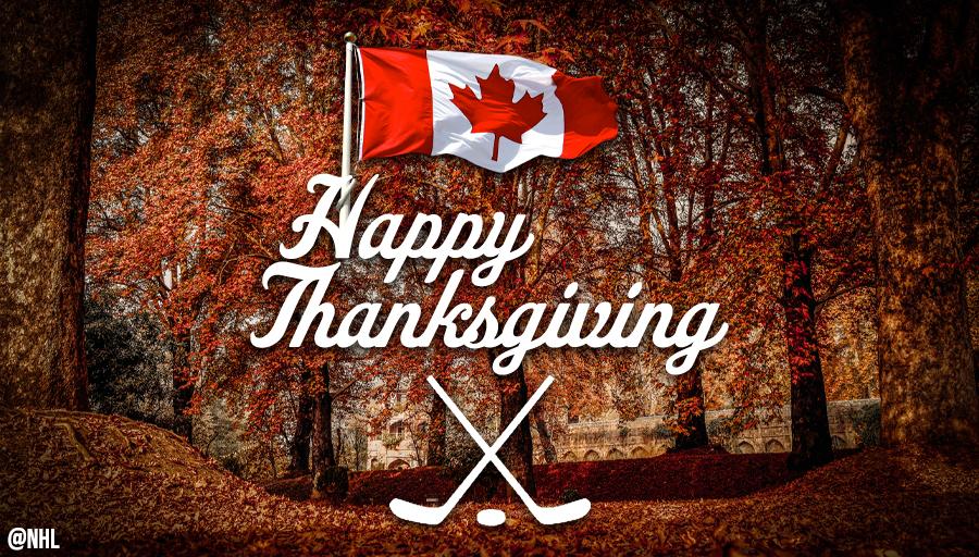 NHL's tweet photo. Happy Thanksgiving to those in Canada! 🇨🇦 https://t.co/9O1JfHXdg7