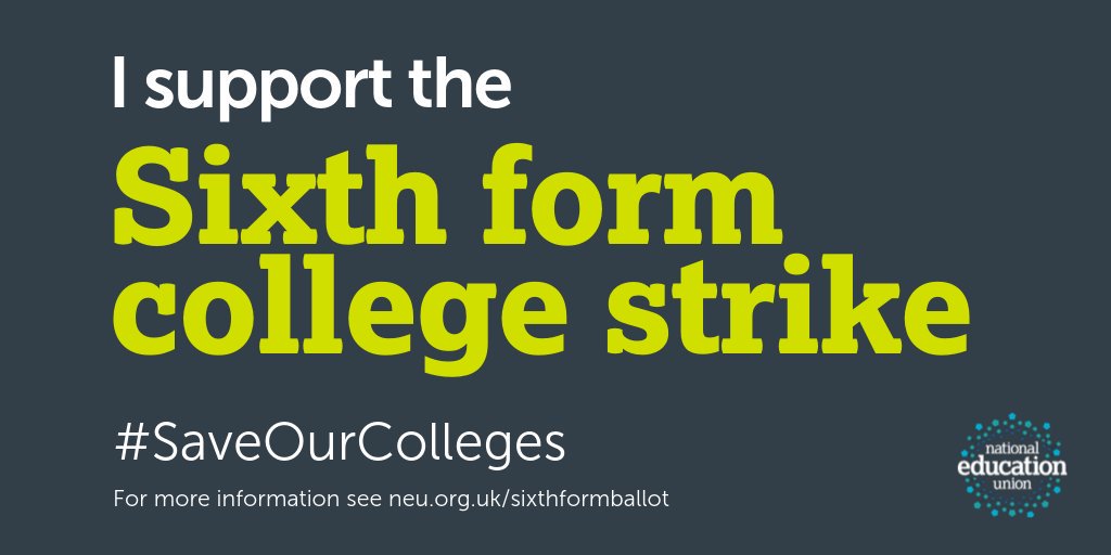 Colleges have borne the brunt of austerity with billions cut from budgets since 2010.

The Tories are out of touch and are failing a generation of young people.

I support <a href="/NEUnion/">National Education Union</a> members from 25 sixth forms who are striking tomorrow to #SaveOurColleges.