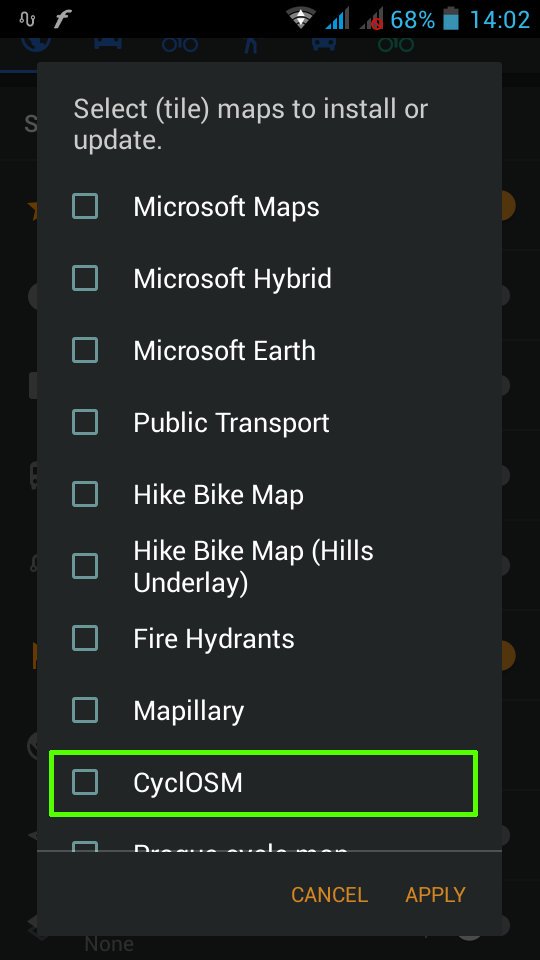 CyclOSM in available online maps in OSMAnd.