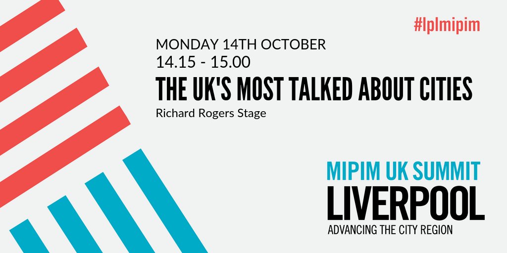 investliverpool's tweet photo. JOIN #LIVERPOOL CITY REGION AT #MIPIMUK SUMMIT | 14.15 - 15.00. Discover how online conversations are challenging traditional global city rankings, with @LpoolMarketing’s @ChrisBrownML, @TheBizOfCities’ Emily Moir, @fDiintelligence’ #Investliverpool @MIPIMWorld. #lplmipim #mipim https://t.co/pECSYVEpGz
