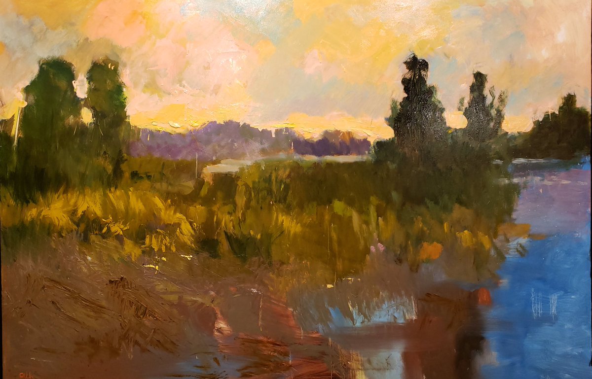 James Calk  “Pluff Mud” Oil 48x72  The paintings of Jim Calk are thought provoking.  See the evolution of periods in this show of work from sizes 11x14in to 4x10ft !! Exhibition runs through December 15.  
myrtlebeachartmuseum.org/art-exhibition…  Myrtle Beach Art Museum magnificent coast of SC