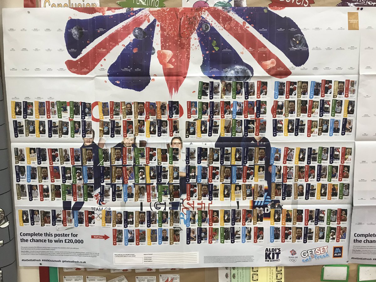 RacMcCarthy's tweet image. @PengamPrimary @PengamNursery @PengamYear1 @PengamYear2 @PengamYear3 @PengamYear4 @PengamYear5 @PengamYear6 our last push to fill out poster with stickers! Stickers are from Aldi, get sending them in please! #aldikit4schools #collectstickers #tokyoolympics