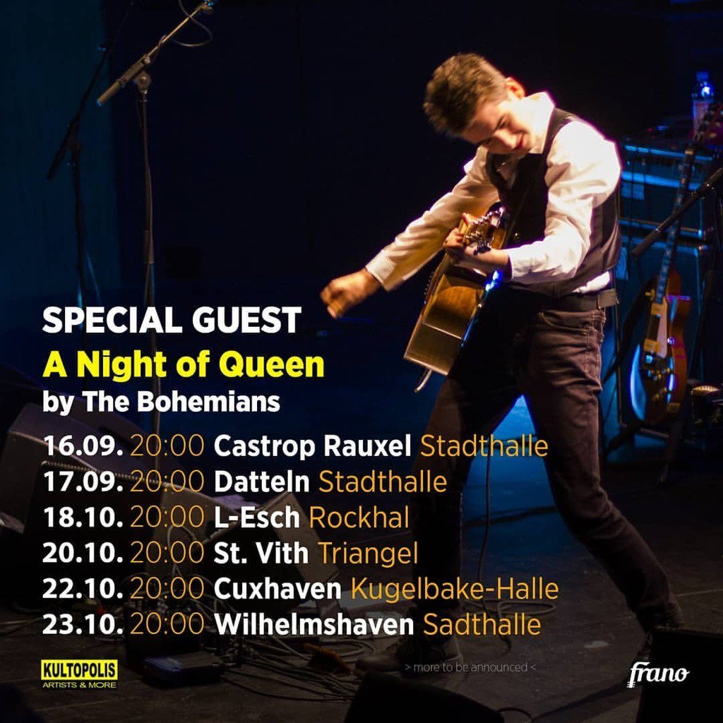 R'n'R saga continues 😊 Now on tour with The Bohemians, great Queen Tribute Band 😎💪🎸🤘🇬🇧

.

.

.

#franotv #tour #queen #thebohemians #tribute #queentribute #rockandroll #germany #15yrs #guitar #happy 

ift.tt/2BcmmY2