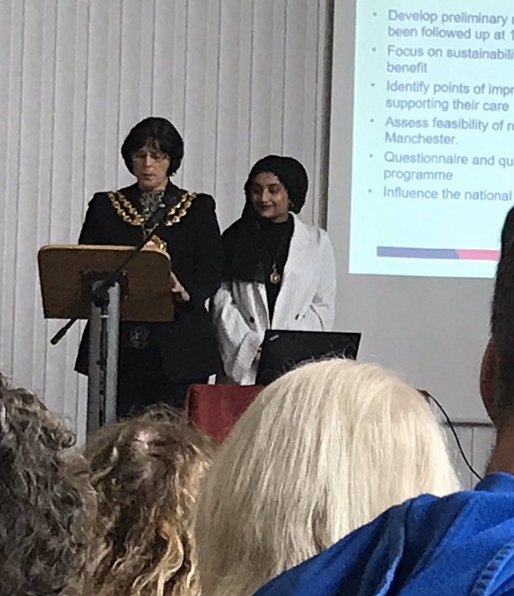 Councillor Ginny Alexander and Samah Khalil (Mayor and deputydeliver the Nutrtion &amp; Hydration Awards....well done to Hazel Howarth for her innovative approach to providing personalised support to prevent people being readmitted to hospital in Bolton <a href="/ageukbolton/">Age UK Bolton</a> <a href="/GMNandH/">GM Nutrition and Hydration</a>