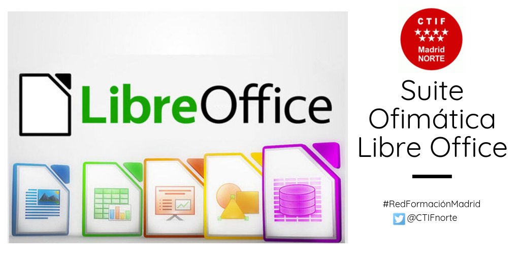 CURSO: SUITE OFIMÁTICA LIBRE OFFICE Aprende junto a <a href="/profesorjrc/">Profesorjrc</a> a manejar, crear y editar con todas estas herramientas libres #RedFormaciónMadrid Apúntate aquí bit.ly/2IOt2Qs