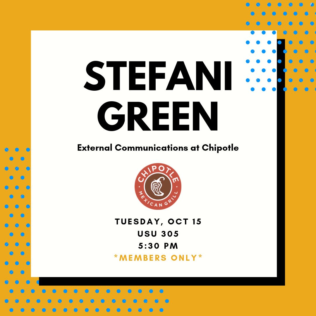 PRSSALB's tweet image. Guac is extra? No problem! Come out to USU 305 tomorrow at 5:30 p.m. to meet PR representative Stefani Green from Chipotle 🥑🎉 

#GoBeach #PRSSA #prssalb #publicrelations #pr #CSULB