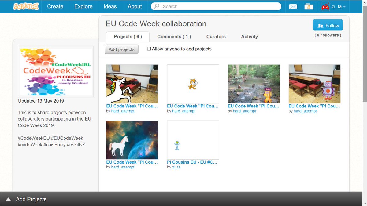 Zita_eskills's tweet photo. We are celebrating EU Code Week and uploading our projects to our @scratch studio.
https://t.co/dHl07UkKO3
#EUcodeWeek 2019 #CodeWeekEU #CoisBarry #ZitaEskills #Wexford #getWexfordCoding https://t.co/s9NZatcM1L