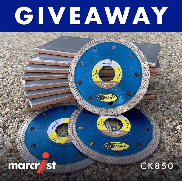 Marcrist 3 x CK850 diamond blades Giveaway! 🎉

To Enter:
1. Follow us <a href="/MarcristTools/">Marcrist UK</a> 
2. Like this post.
3. RT

Entry now open 🙌🏽

Our 3 x Winners will be announced this Friday 18th October on this post!

#Giveaway