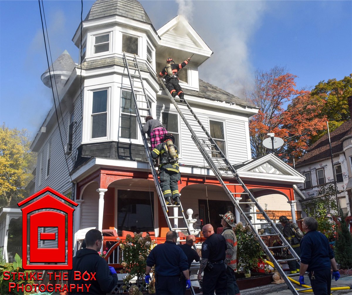 FFD3128's tweet photo. Here’s a sequence of stills from @Brycz20 from the 2nd Alm on Holt St this morning. Many members working together effected a rescue and also knocked down the fire. Manpower matters. @IAFFNewsDesk https://t.co/XRv0WUEM9v