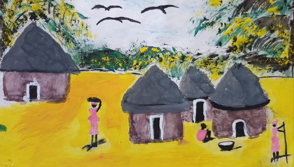 Hifa At Dieses Wunderschone Bild Wurde Von Einem Patenkind Gemalt Es Zeigt Eine Recht Friedliche Und Idyllische Szene Aus Dem Dorfleben T Co Pchtsktz9u Dorfleben Germanmediart Zeichnung Zeichnen Malwettbewerb Malen