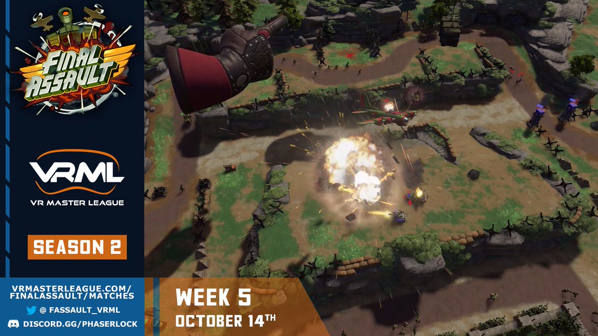 FAssault_VRML's tweet photo. Season 2 Week 5 matchups have been generated! We're halfway through already!
🌐https://t.co/jZFqzDGYBO
🗣️https://t.co/uv8789Zljp

This week, we're getting some major S1 Championship déjà-vu👀. Check it out!
#FinalAssault #VResports #VRRTS https://t.co/qCHSJGbKpz