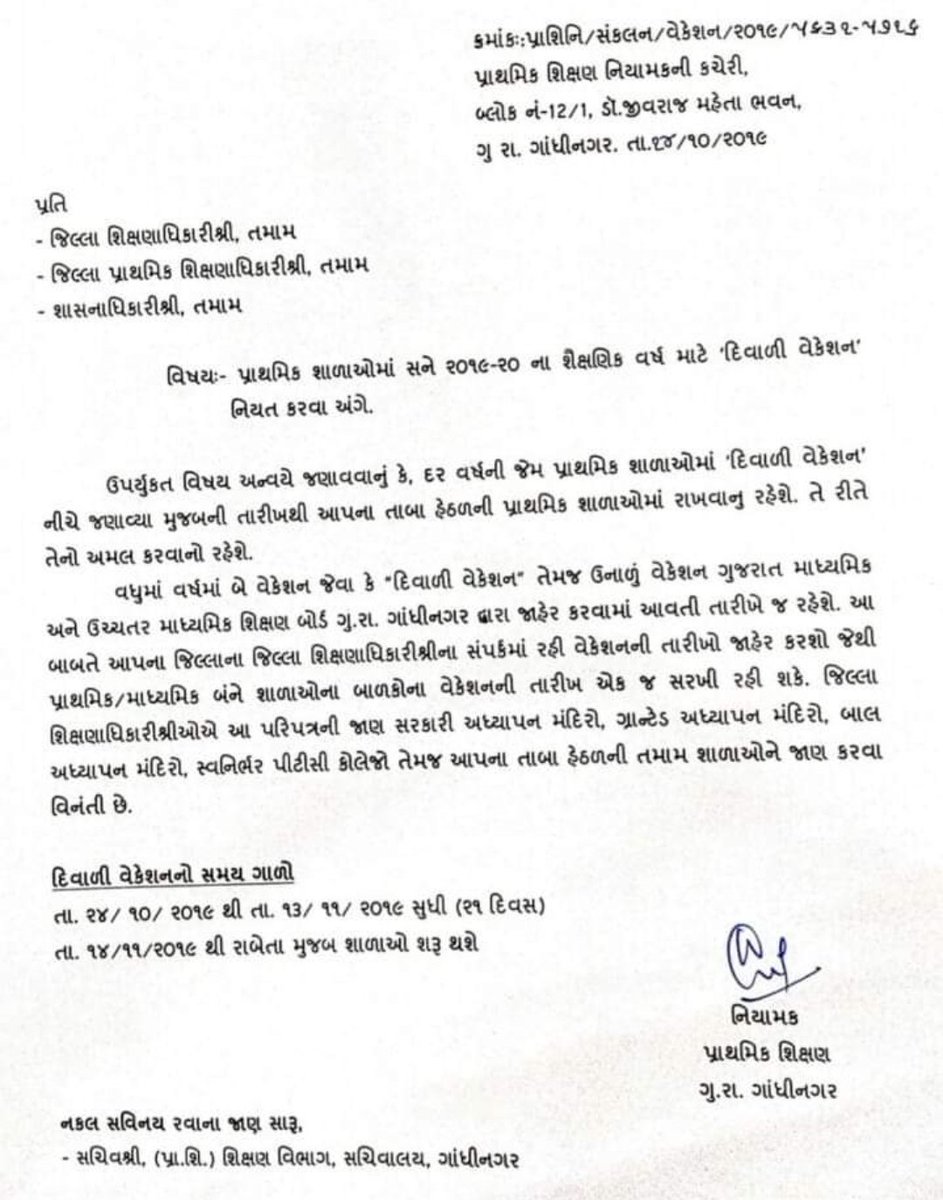 21-day long Diwali vacation 2019 in Gujarat schools to start on 24 October