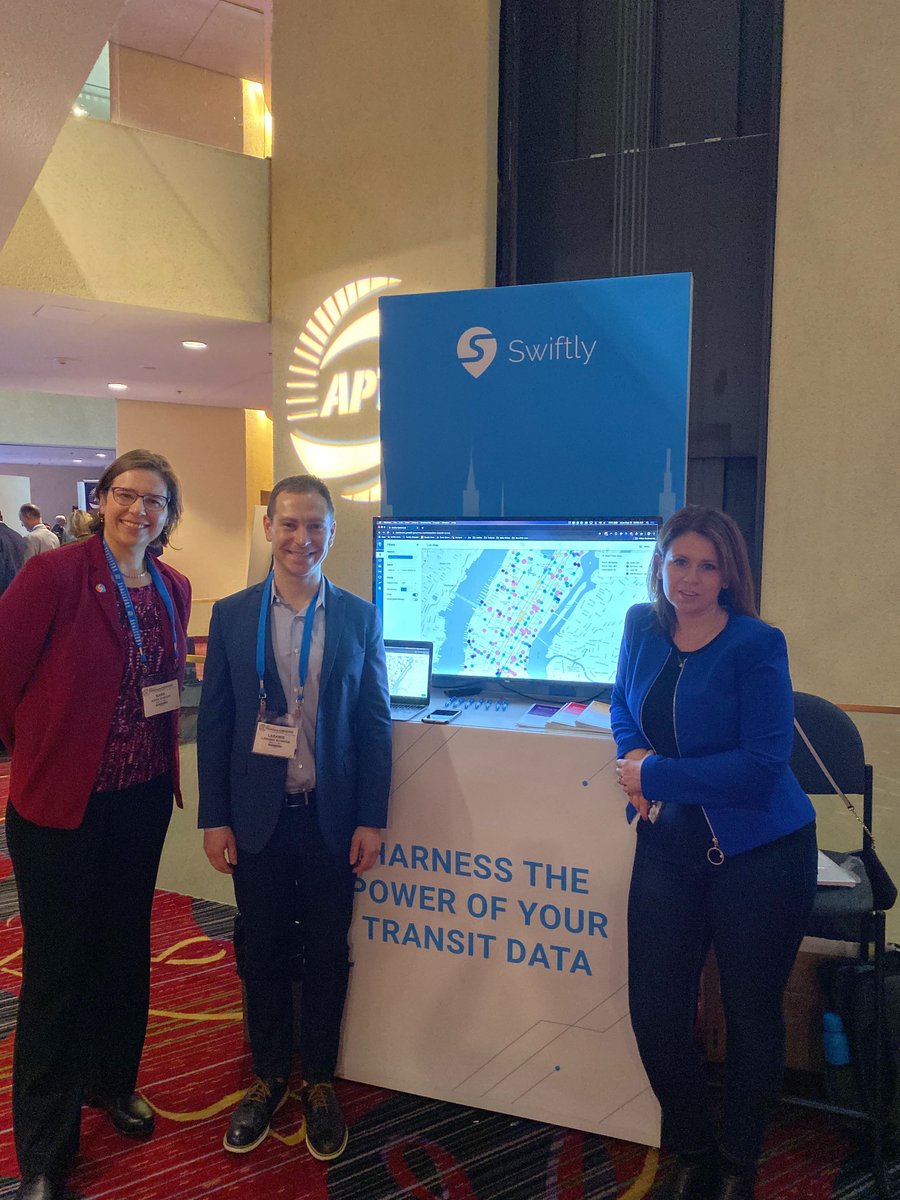 SwiftlyInc's tweet photo. So excited to be at #APTATRANSform. Stop by booth 52 on the 6th floor to see a demo, grab a pen and sticker, and take our public transit survey! https://t.co/u32PxSnQlH