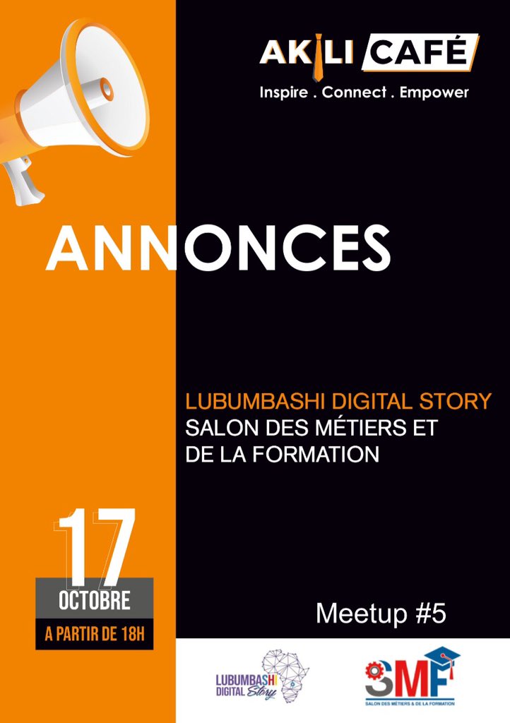 Annonces Spéciales, coming up events. Venez apprendre plus sur la LDS et le SMF à notre A-Café ce Jeudi 17! <a href="/Lubumdigital/">Cinolu @centre d'innovation Lubumbashi</a>