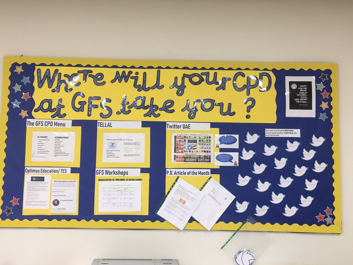 GfsLearning's tweet photo. ‘Shoot for the moon. Even if you miss, you’ll land among the stars.’ ✨ Supporting our GFS staff to #gfsgrow #gfsflourish #gfssucceed Thanks also to @MrAndiPrice for sharing your fab poster on UAE Educators on EduTwitter 🇦🇪. #EduTwitter https://t.co/qgrHqC5niU