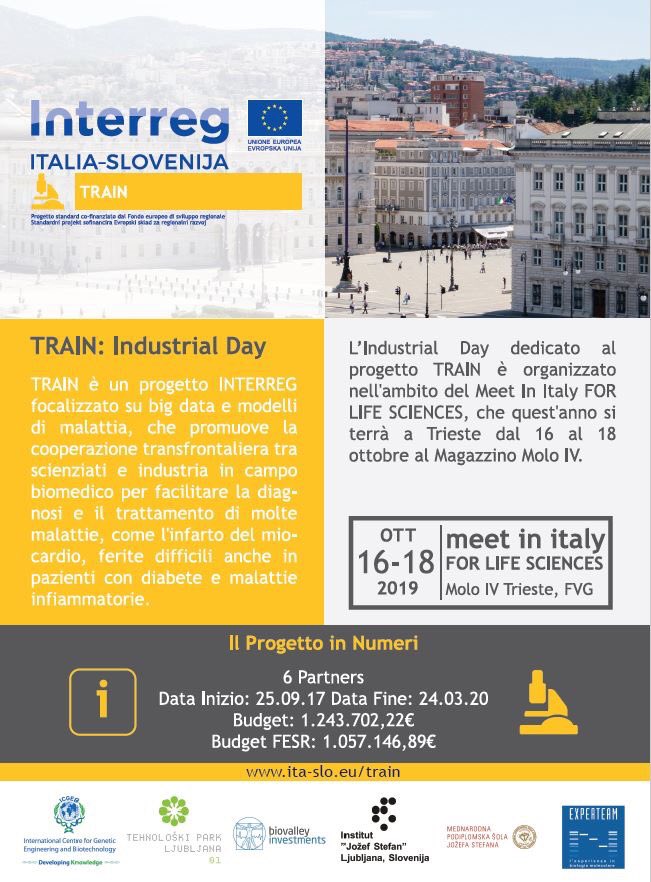 prjTRAIN's tweet photo. 17.10.2019➡️TRAIN: Industrial Day
✅ h9 - Auditorium Conferenza su uso di modelli per malattie umane, sviluppo di farmaci e screening ad alto rendimento
✅ h11- 18.30 #Brokerage Event 
✅ Realtà virtuale per sperimentare somministrazione trattamenti a pazienti #TrainForInnovation https://t.co/q2ceq4bzVm