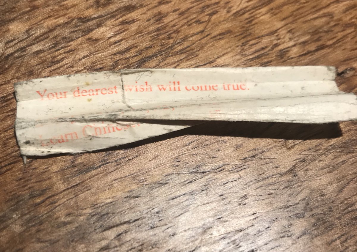 Can’t remember exactly when I put this fortune in my wallet but the condition of it gives some idea of the time and work it takes to make a ‘dearest wish’ come true. Should've laminated it first. Well, better go write some music, then. #motivationmonday #musicmonday