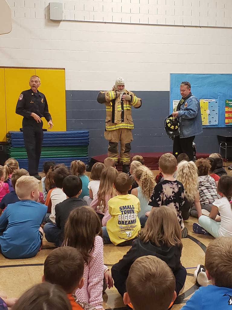 Learning about fire safety for Fire Prevention week. Thank you to the Woodsboro Fire Department for coming to our school! #Nmwroars