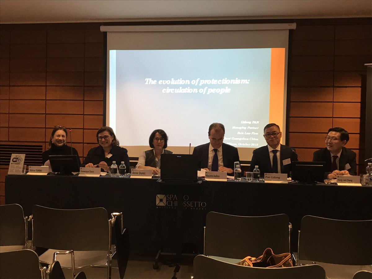 InterPacificBar's tweet photo. IPBA Mid-Year Conference
The evolution of protectionism: Circulation of People
Frederique David (Smith D’Oria) Melva Valdez (JG Law)
Anne Durez (Compliance Officer, TOTAL) 
Yong-Jae Chang (Lee &amp; Ko)
Pan Lidong (Adjunct Professor, Sun Yat-sen University)
#IPBA #Milano https://t.co/nkv6crFLDX