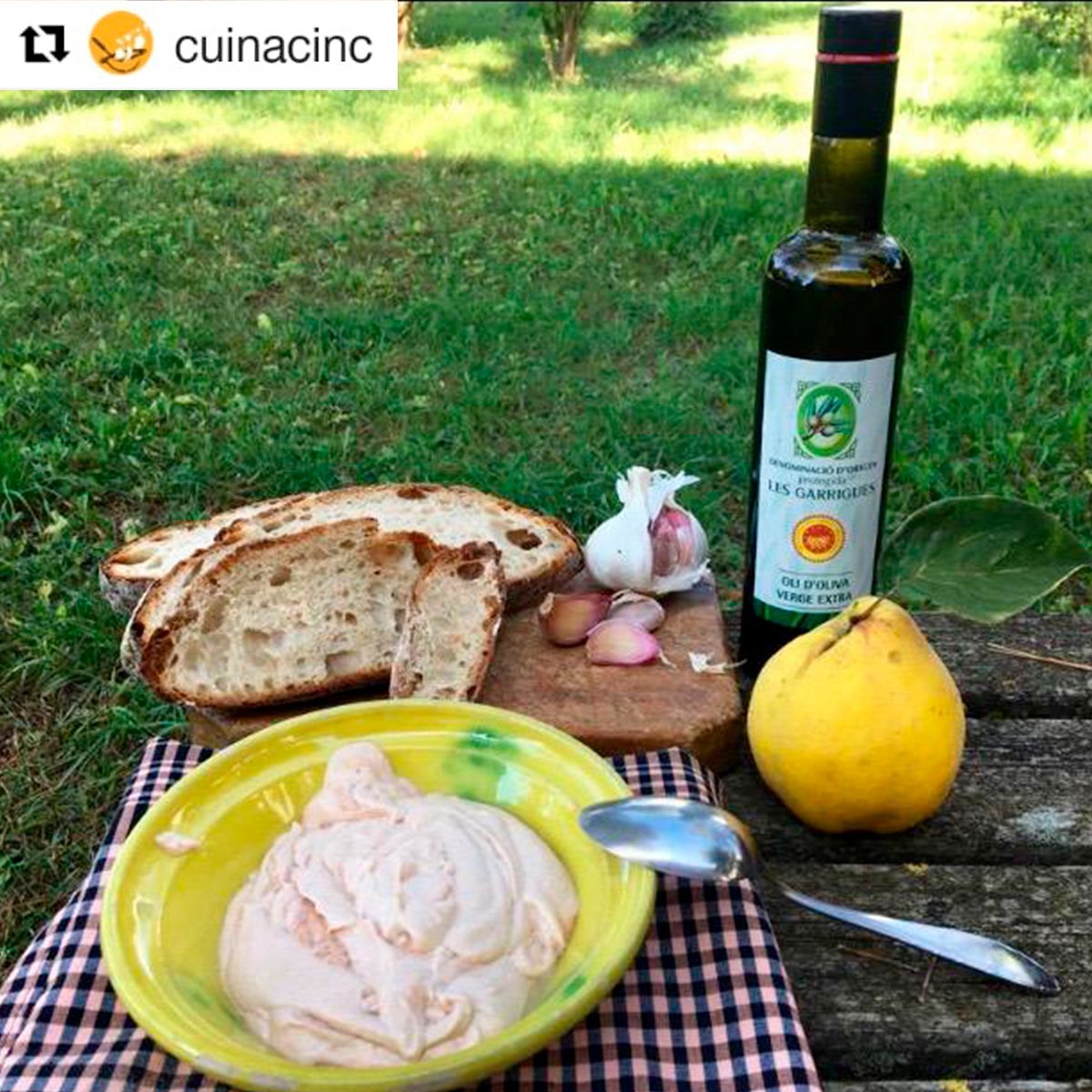 DOPLesGarrigues's tweet image. Seguint la nostra #col·laboració gastronòmica amb @CincCuina, avui compartim la recepta de #codony al forn i #allioli de codony amb Oli d'Oliva qualitat Verge Extra amb #DOPLesGarrigues.
