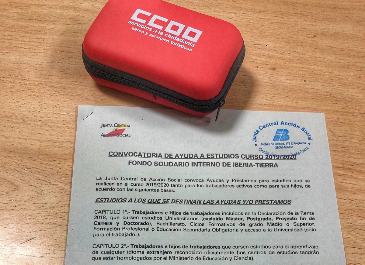 ccoosouthbjs's tweet photo. Ya tenéis a vuestra disposición el formulario de ayuda de estudios 2019/20 en la sección sindical, para todo aquel que lo solicite. #SeguridadSI #ConfianzaSI #CredibilidadSI #FuturoSI @aereoccoo #CCOO @CCOO @JovenesCCOO @Iberia https://t.co/L7u9BwvvBL