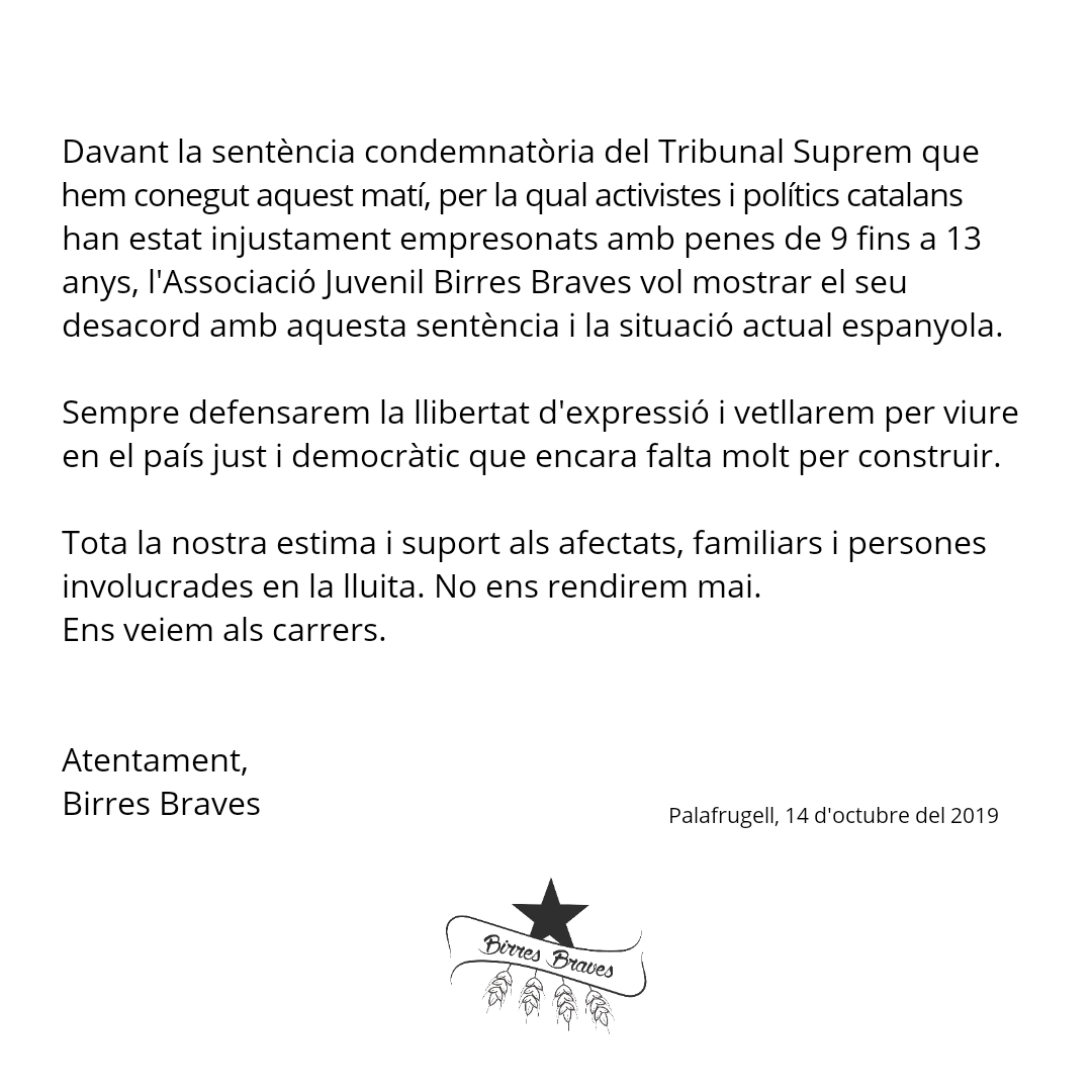 BirresBraves's tweet photo. Llibertat presos polítics. https://t.co/n09pfYOeNq