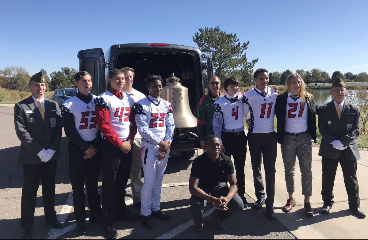 SHBuffFootball's tweet photo. It was an honor to represent Smoky Hill, Cherry Creek School District, and our nation’s finest at a memorial service this past weekend. #landofthefree #becauseofthebrave #gobuffs #hillyeah https://t.co/C03WcE94Fz