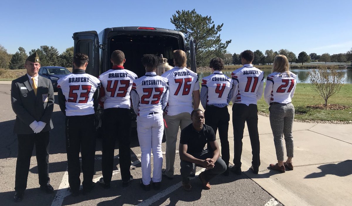 SHBuffFootball's tweet photo. It was an honor to represent Smoky Hill, Cherry Creek School District, and our nation’s finest at a memorial service this past weekend. #landofthefree #becauseofthebrave #gobuffs #hillyeah https://t.co/C03WcE94Fz