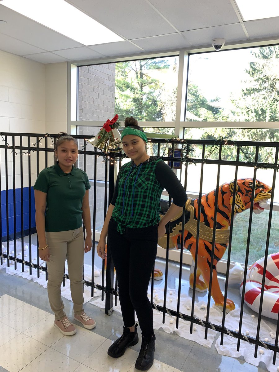 lopezeslclass's tweet photo. AIHS 2019 Spirit Week ELL students representing the 9th grade during our Spirit Week. Color War day #aihsspiritweek @crescimarty @tigerpridenews https://t.co/NmPqnMKGam