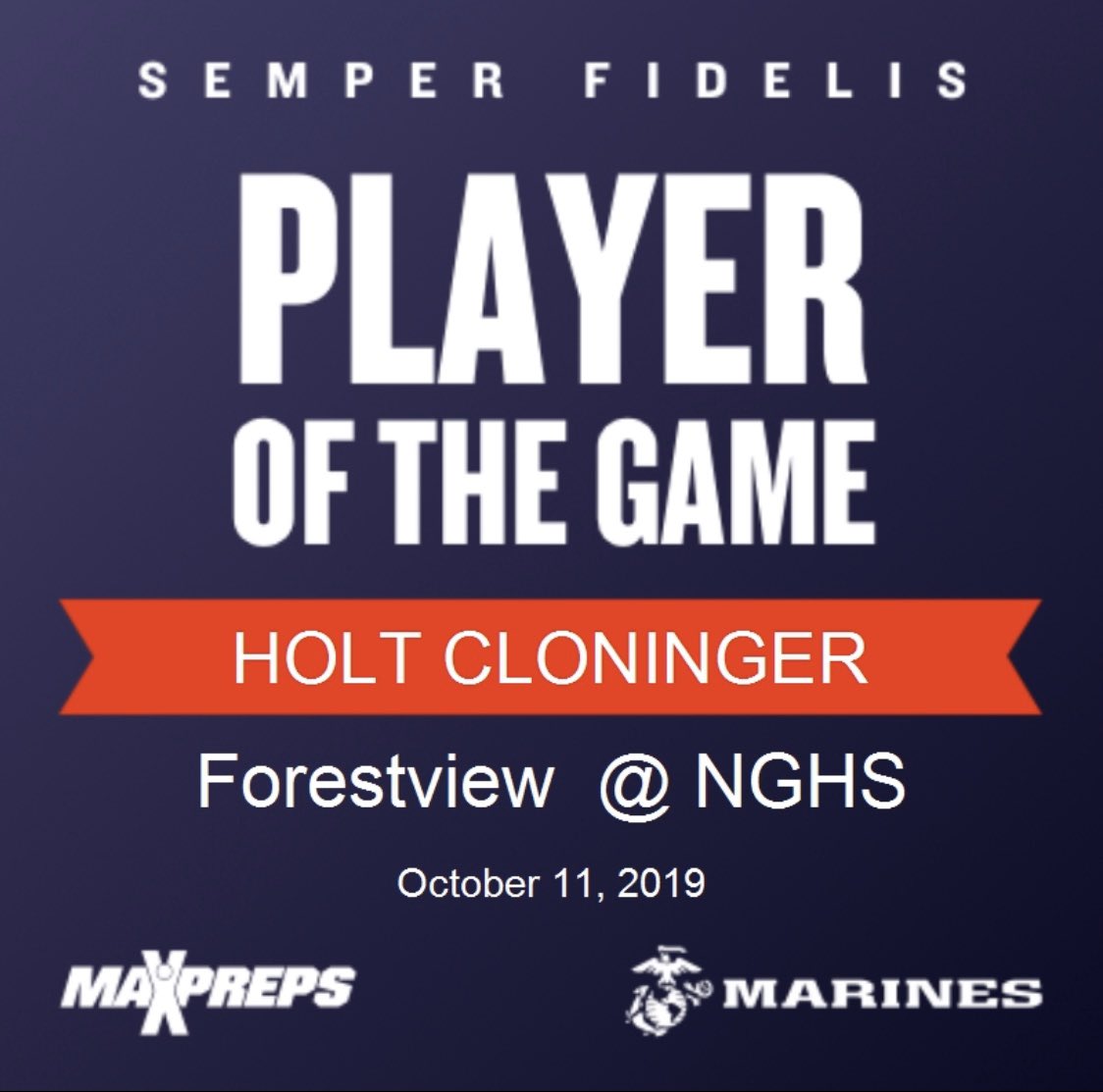 CloningerHolt's tweet photo. Selected as Special Teams player of the game in our 45-0 with over North Gaston! https://t.co/cvK1phEvfP