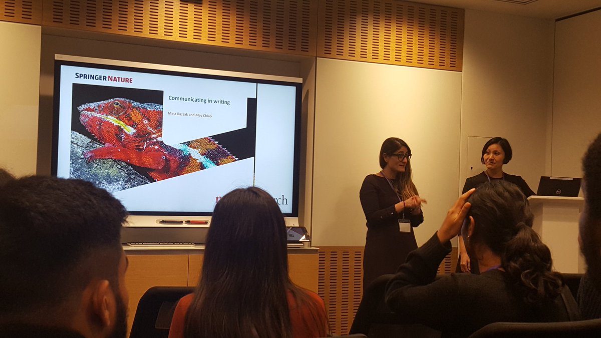 BadjanaMaleki's tweet photo. Great session on communicating through writing by @MinaRazzak and @MayChiao, Chiefs Editors of @NatureReviews and @NatureAstronomy respectively.
#LevelUpYourAcademicToolkit #STEMsymposium https://t.co/eXHu4trsSp