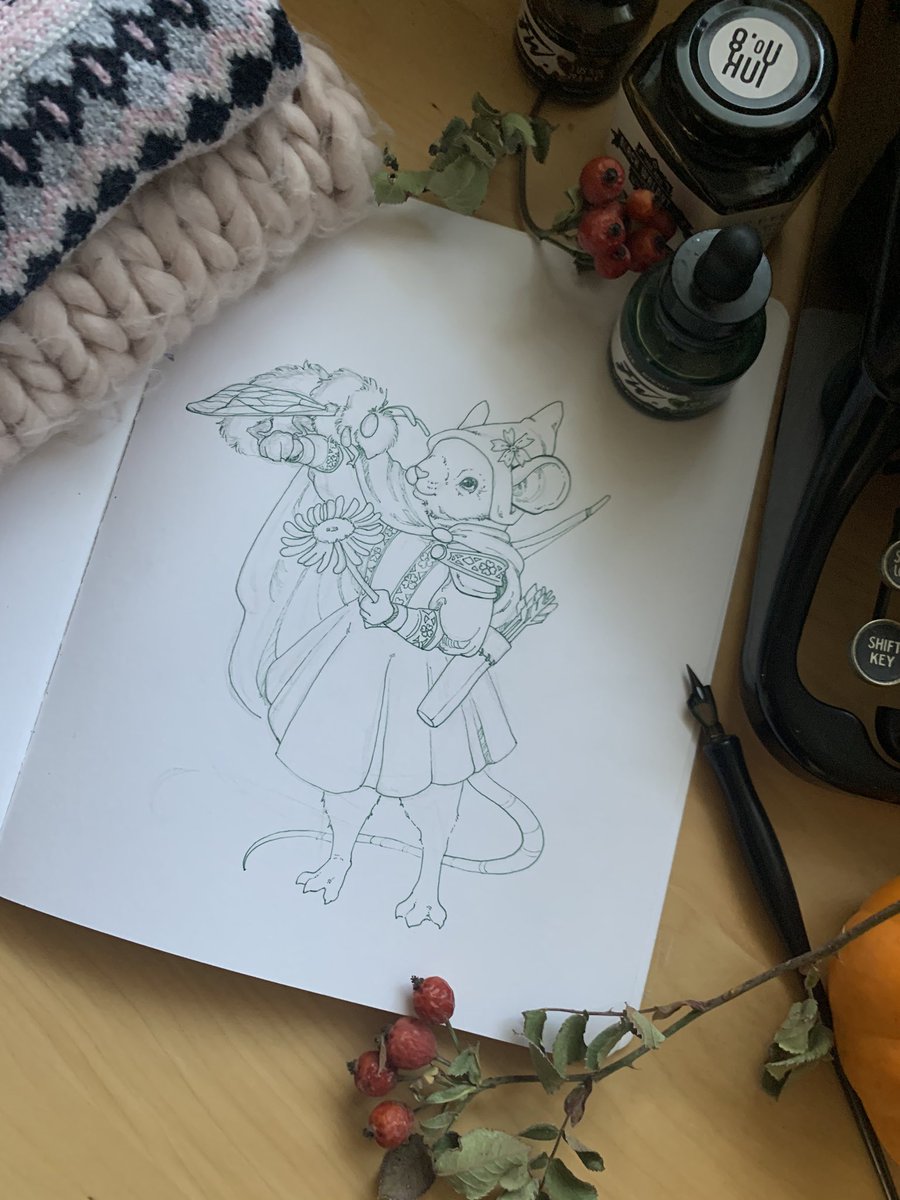 Kimberlistudio's tweet photo. Meet Brier from Spricetuck, I will be playing her as a guest on the Codex cast an all ladies ttrpg twitch show. You can find it on the tales off the Table channel at 7:00 tonight! #twitch #mousegaurd https://t.co/81791ZsI3c