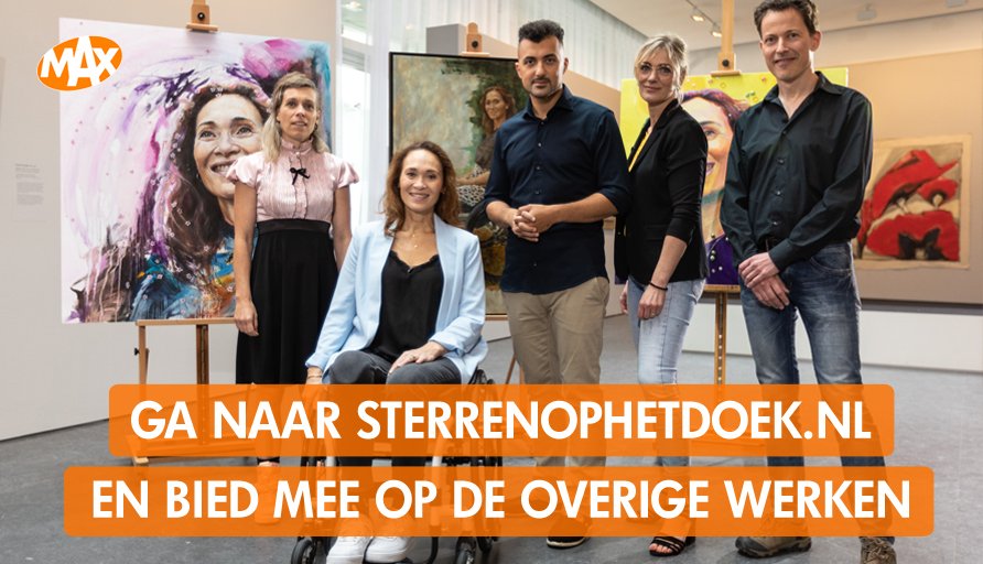 OmroepMAX's tweet photo. In #sterrenophetdoek zag je welk doek @BibianMentel mee naar huis neemt. 🎨 Bied nu mee op de overige werken via https://t.co/HpMYolRyBg en steun de Mentelity Foundation! https://t.co/5TZf3lweS7