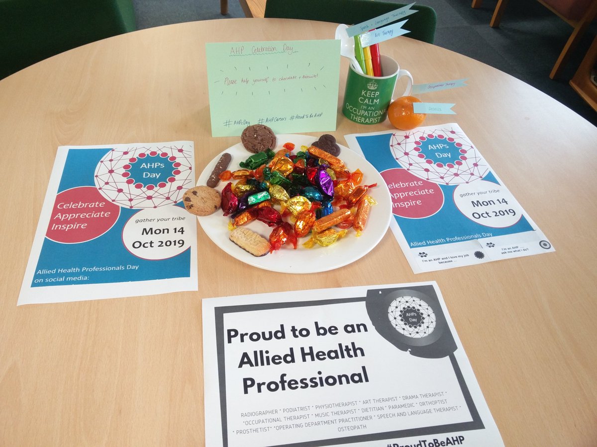 JenEvansOT's tweet photo. Celebrating #AHPsDay at the @mpftnhs BeeU 0-25 emotional health and wellbeing service. Our service has recently grown and now includes OT's, Art Therapists, SLT and Dieticians working alongside the rest of the MDT who continue to inspire everyday. #ProudToBeAHP #AHPsintoAction https://t.co/byl7mo2fpv