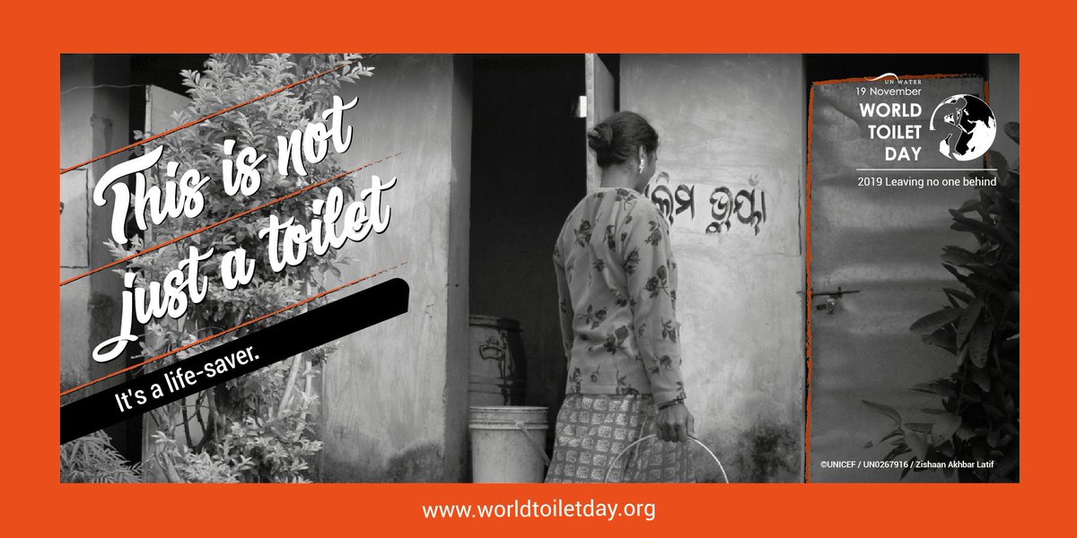 UN_Water's tweet photo. A toilet is a life-saver. 
432,000 deaths could be prevented every year with safely managed sanitation. 
There must be #Toilets4All by 2030 - leaving no one behind. 
Join the #WorldToiletDay movement https://t.co/hU7r6kBG6U https://t.co/jpkGSMwUQZ