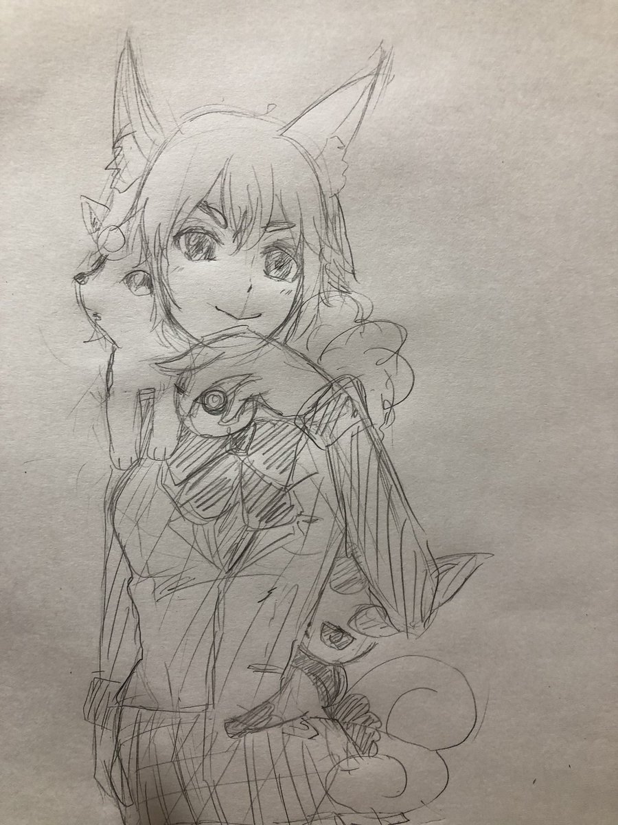 nakabezui's tweet photo. この前のポケモン妄想。ニャオニクスと、アローラロコンを連れた白玉こんこ（トレーナーのすがた）
らくがきだけど気に入ったので上げてみる #piccon https://t.co/Qi2SV8VHwo