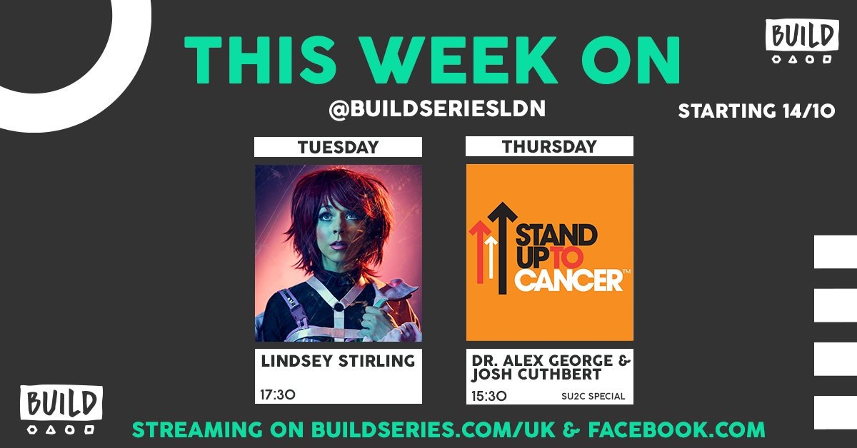 THIS WEEK ON BUILD ✨

We'll be joined by American Performer, <a href="/LindseyStirling/">Lindsey Stirling</a>,  as well as <a href="/SU2CUK/">Stand Up To Cancer UK</a> ambassadors @DrAlexGeorge and <a href="/JoshCuthbert/">Josh Cuthbert</a> ✨

STREAM ➡️ buildseries.com/uk
TICKETS ➡️ <a href="/ApplauseStoreUK/">ApplauseStore®</a>
