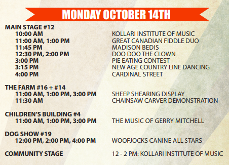 WoodbridgeFair's tweet photo. Today's your last day to check out the 172nd #WoodbridgeFallFair! Here is the schedule of everything that is going on today! https://t.co/pH8vs2Mgms