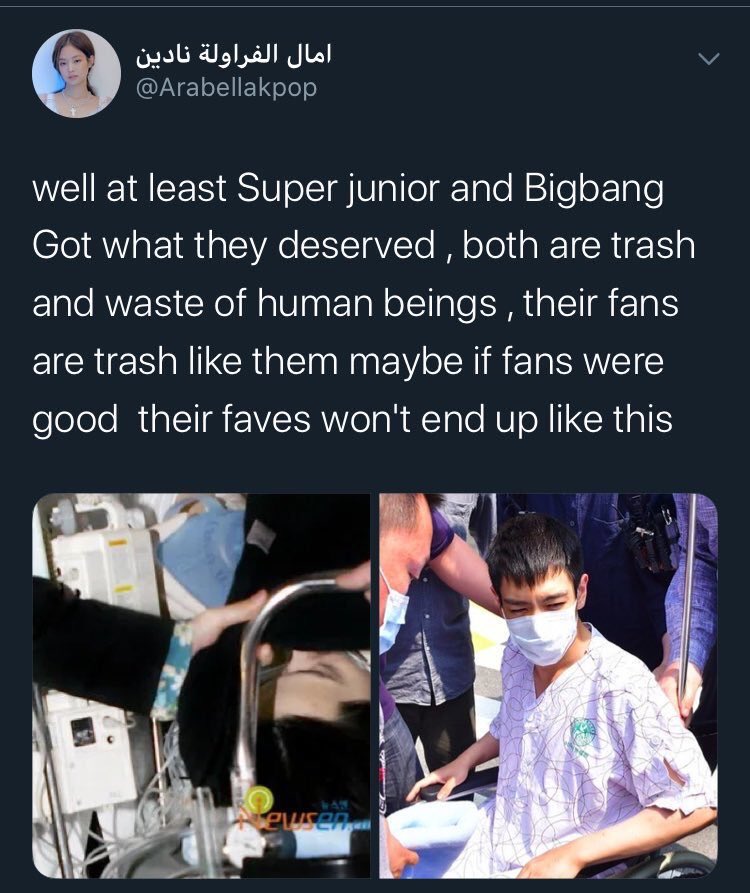 Decim_21's tweet photo. @Arabellakpop You RN: WorDS cAn KilL 😭 👌 👌  ALSO FKING U: “ Iswear y'all take kpop seriously that's why you are trash like BIGBANG and SUJU”.   So you even think w U said? https://t.co/bG3UirzI1w