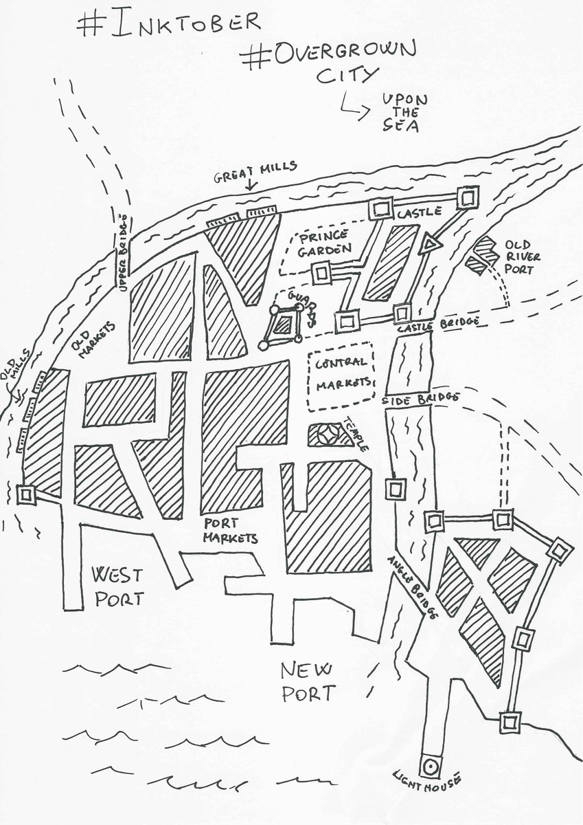 arcanmyth's tweet photo. #overgrown city, upon the #sea, for #inktober #Inktober2019 #Inktoberday14 #fantasy #city #rpg #gdr #roleplaying #giocodiruolo #mappe #DnD #metaplex #arcanmyth #14ottobre https://t.co/svdGAcEiwd